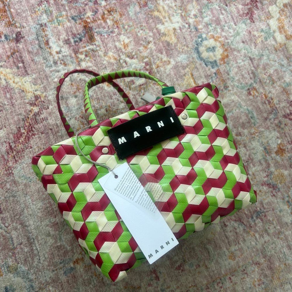 Marni Pink and Green Market Tote Bag